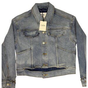 LNDN Women Medium Wash Cropped Denim Jacket Size Extra Small/ Extra Small